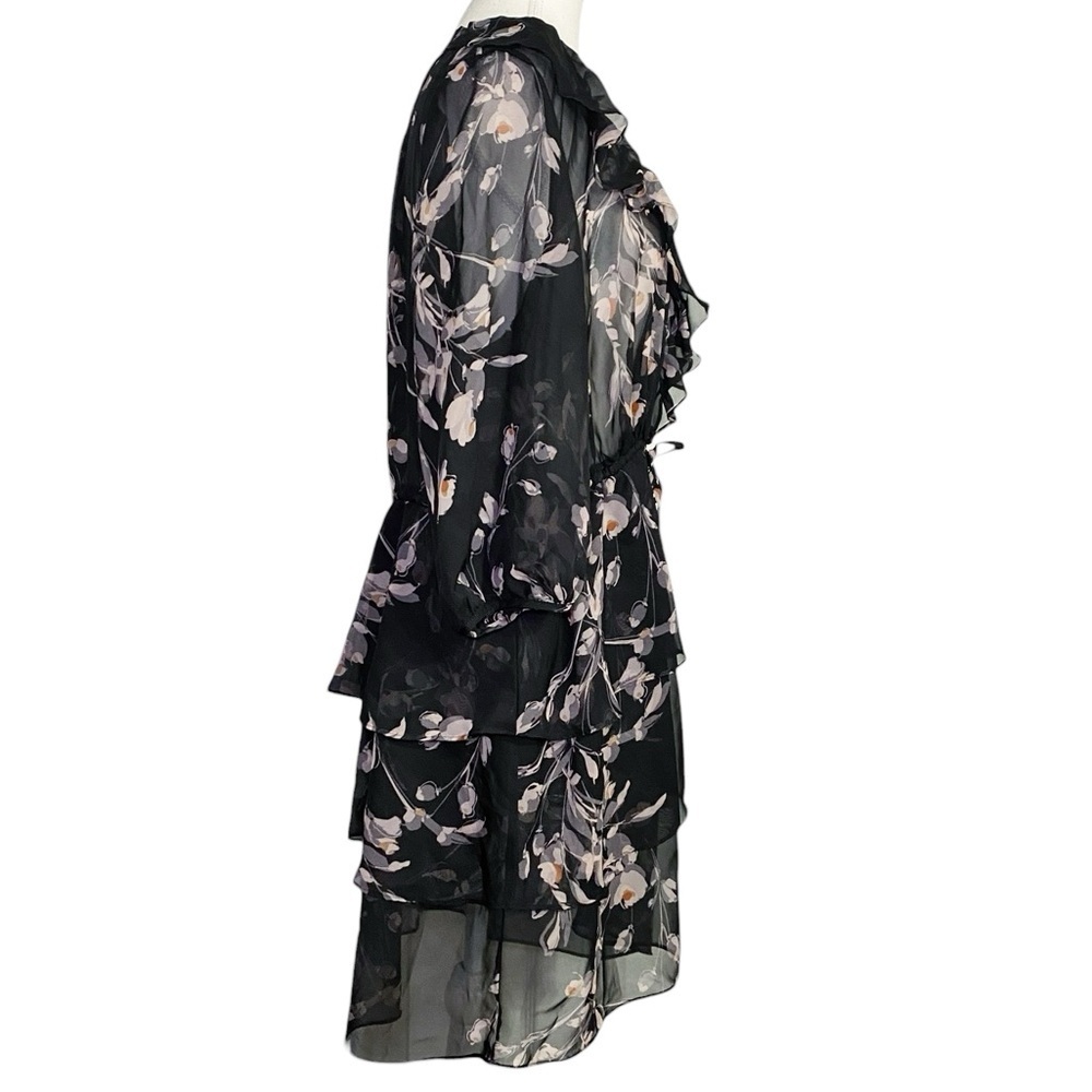 Lauren Conrad Whimsigoth Floral Black Sheer Overlay Mini Long Sleeve Dress - Picture 3 of 16